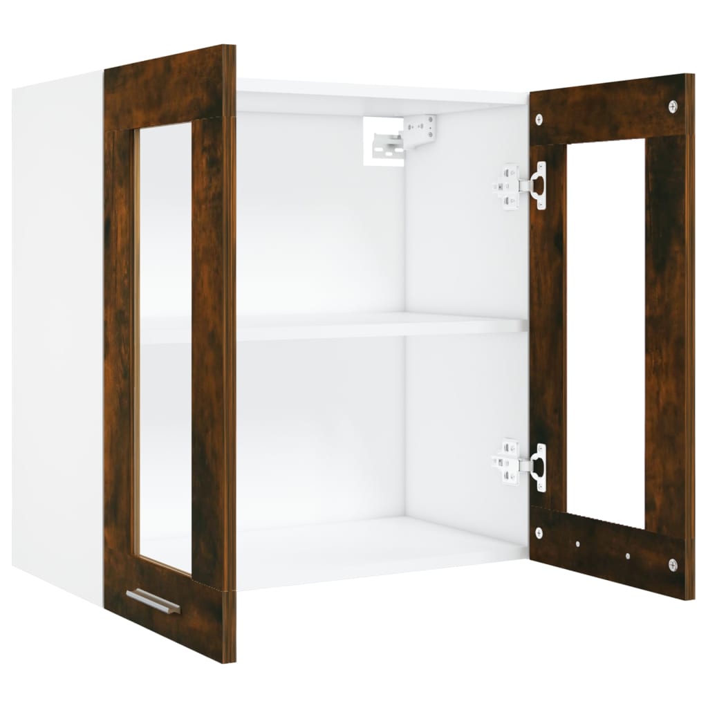 Hängeschrank Lyon Glas Räuchereiche 60x31x60 cm Holzwerkstoff