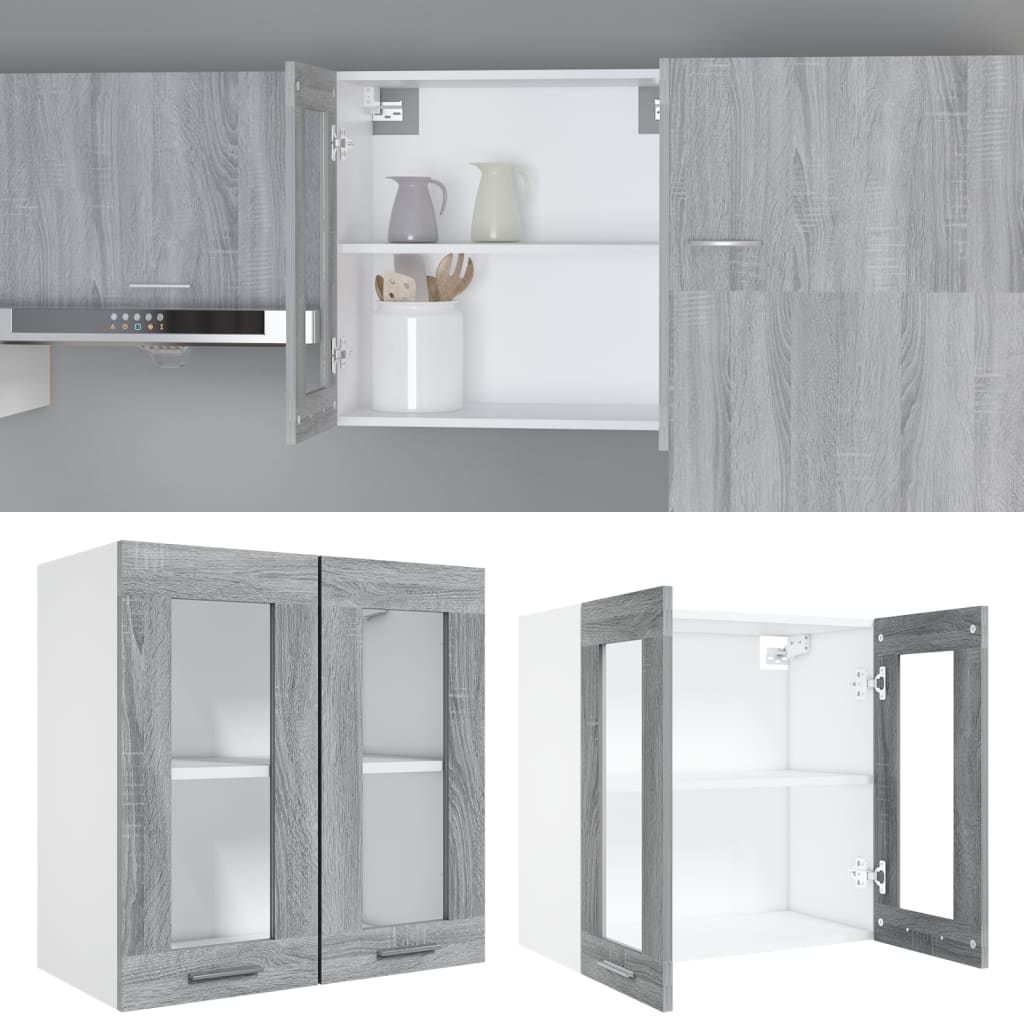 Hängeschrank Lyon Glas Grau Sonoma 60x31x60 cm Holzwerkstoff