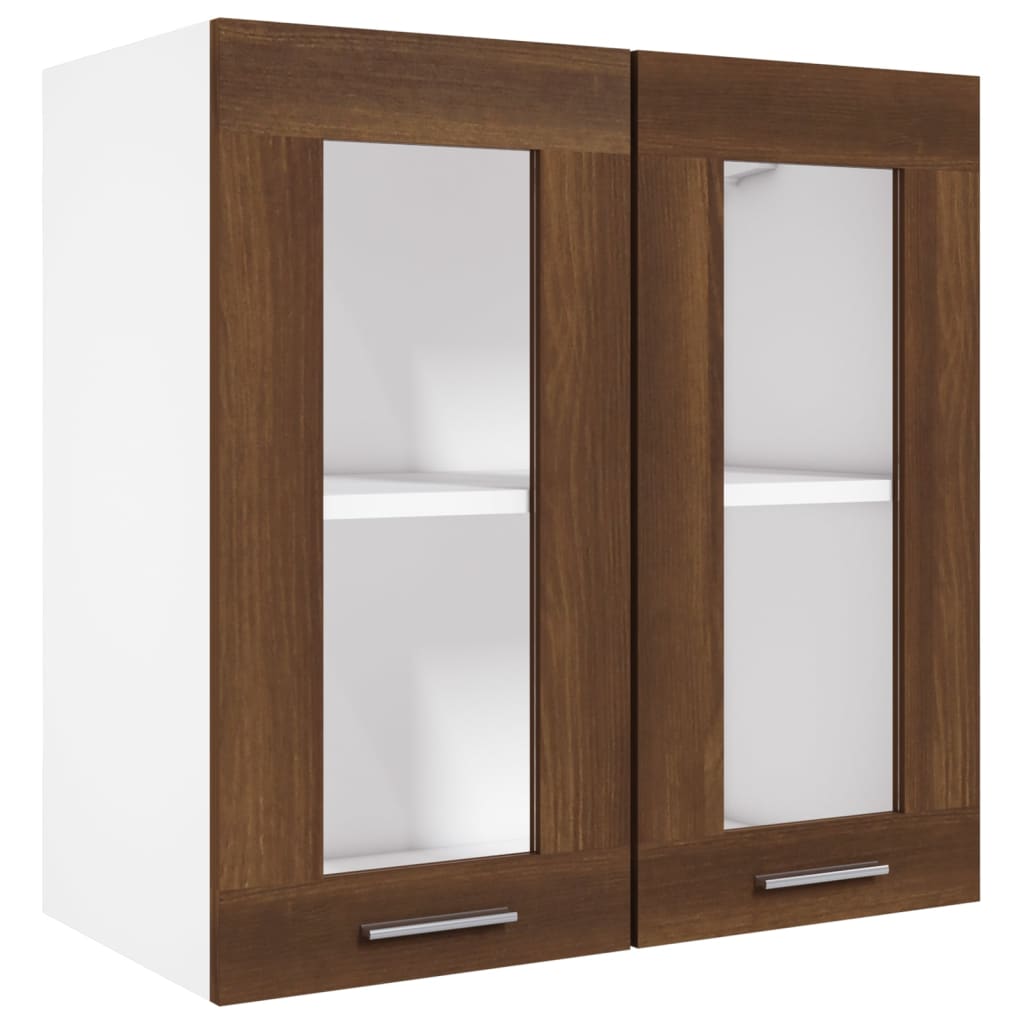 Hängeschrank Lyon Glas Braun Eiche-Optik 60x31x60 cm Holzwerkstoff