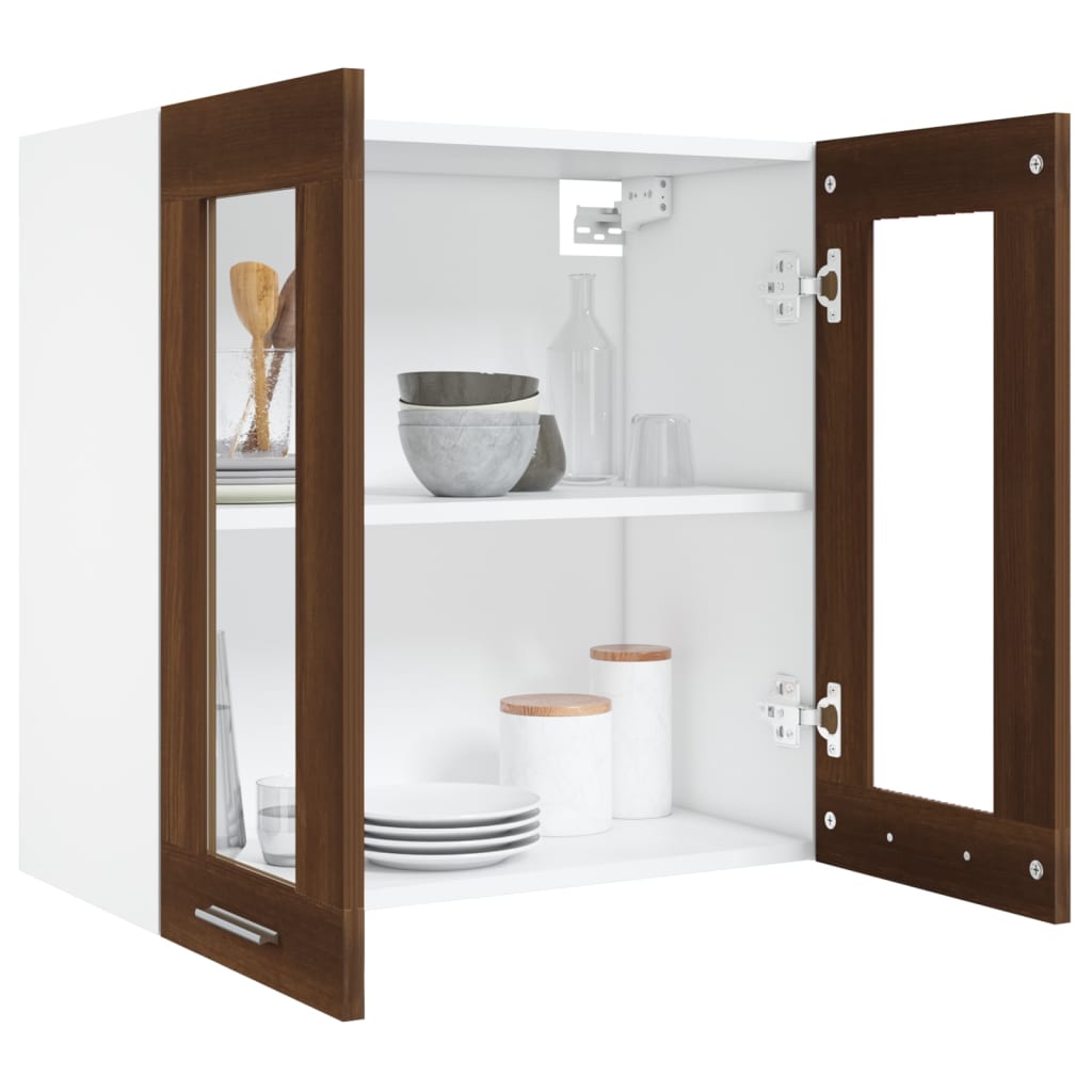 Hängeschrank Lyon Glas Braun Eiche-Optik 60x31x60 cm Holzwerkstoff