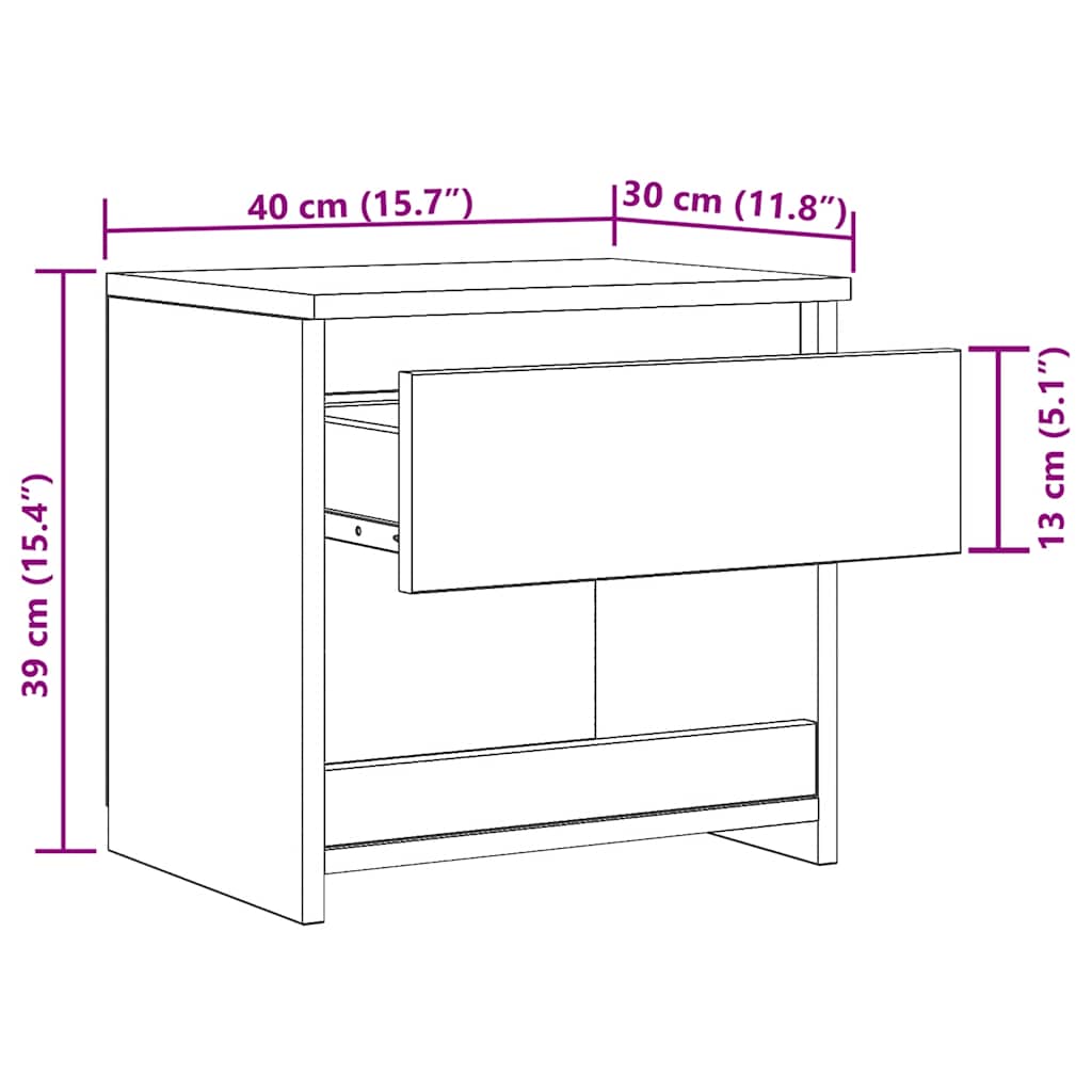 Nachttisch Grau Sonoma 40x30x39 cm Holzwerkstoff