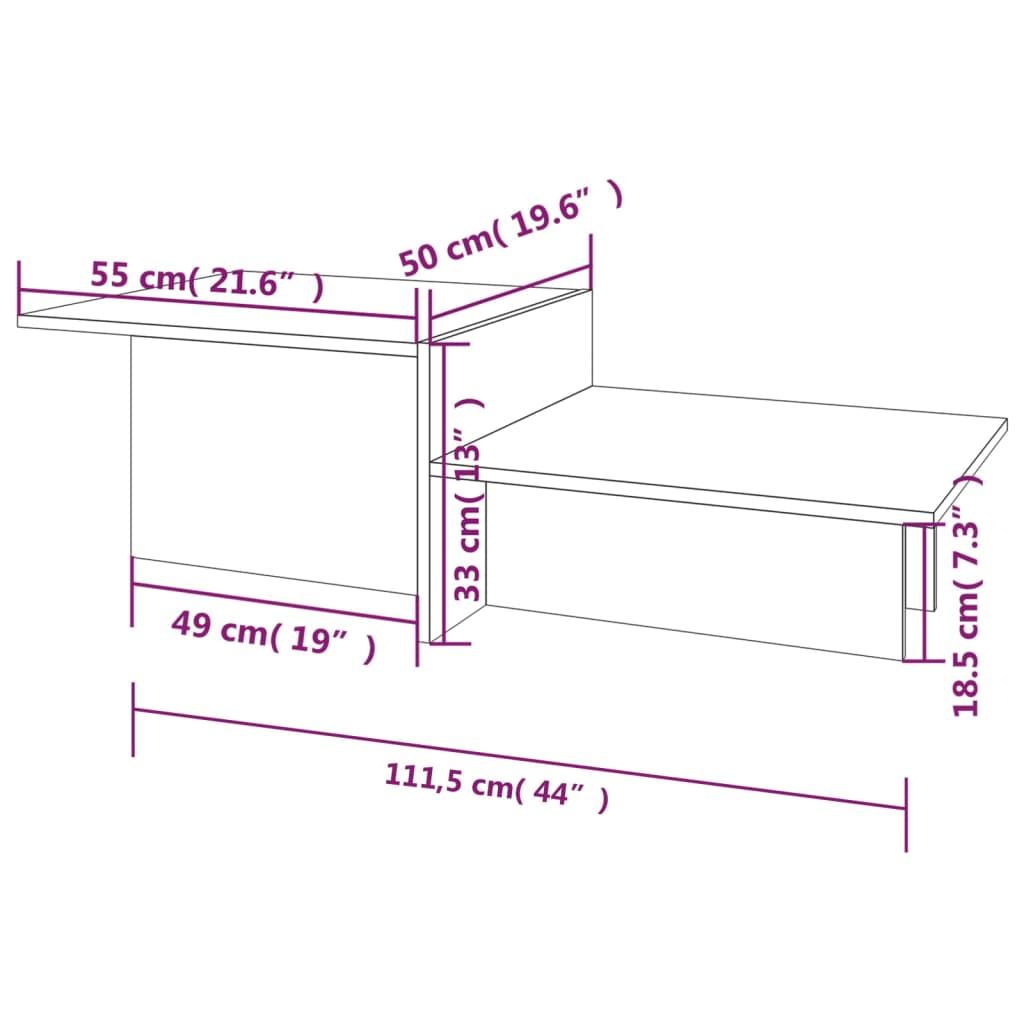 Couchtisch Braun Eichen-Optik 111,5x50x33 cm Holzwerkstoff