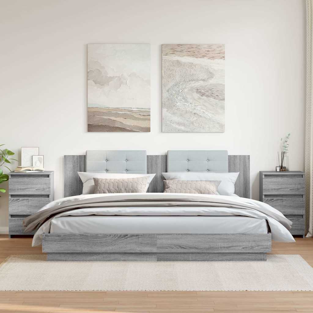 Nachttische 2 Stk. Grau Sonoma 40x35x62,5 cm Holzwerkstoff