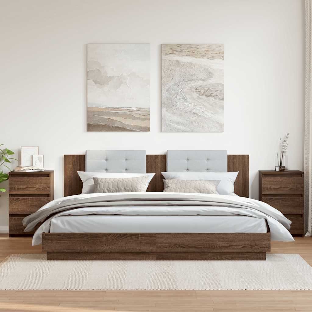 Nachttische 2 Stk. Braun Eiche 40x35x62,5 cm Holzwerkstoff