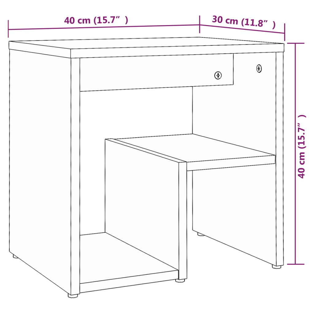 Nachttische 2 Stk. Grau Sonoma 40x30x40 cm Holzwerkstoff