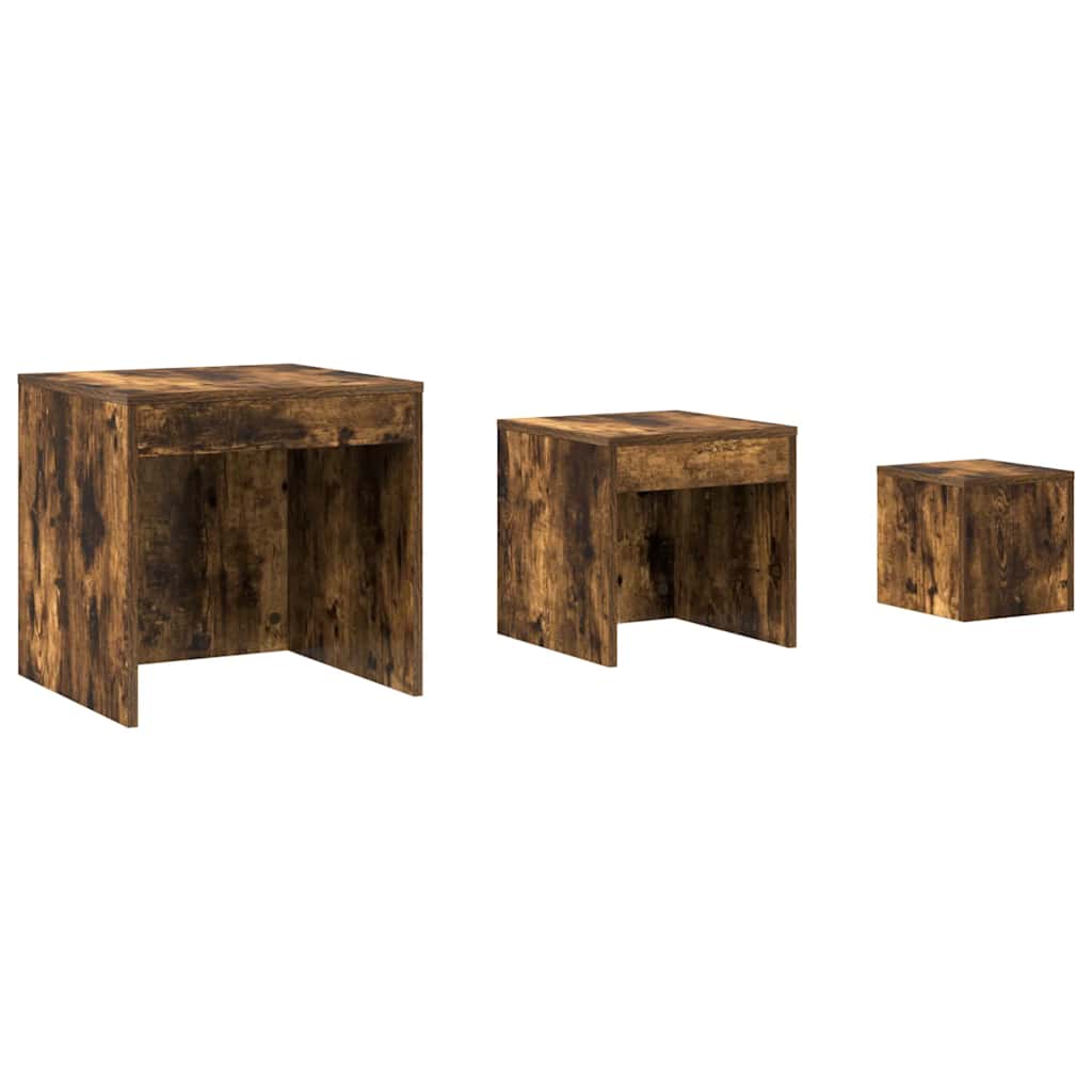 Satztische 3 Stk. Räuchereiche Holzwerkstoff