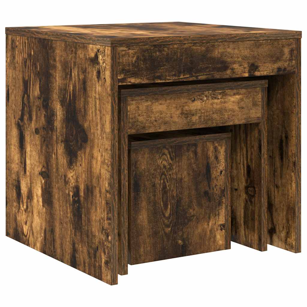 Satztische 3 Stk. Räuchereiche Holzwerkstoff