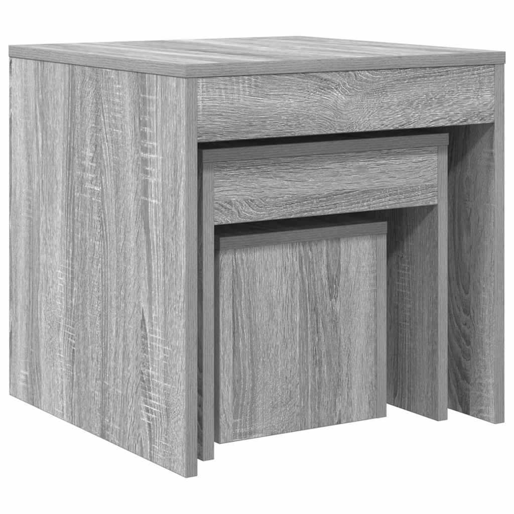 Satztische 3 Stk. Grau Sonoma Holzwerkstoff