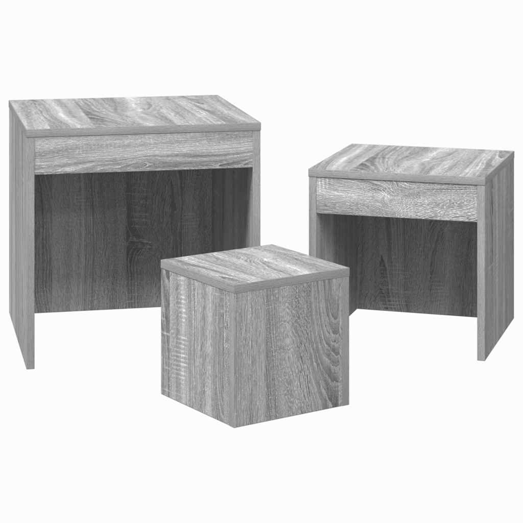 Satztische 3 Stk. Grau Sonoma Holzwerkstoff