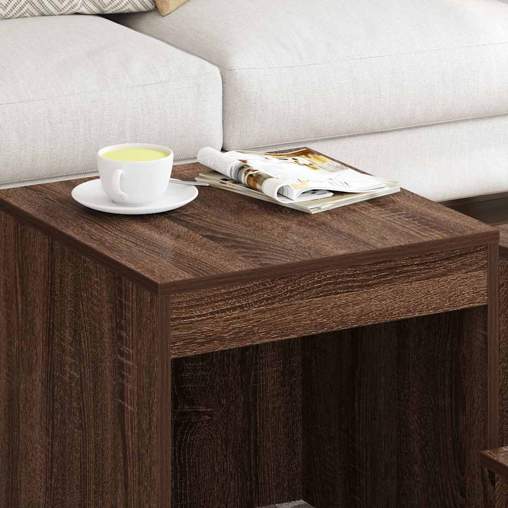 Satztische 3 Stk. Braun Eichen-Optik Holzwerkstoff