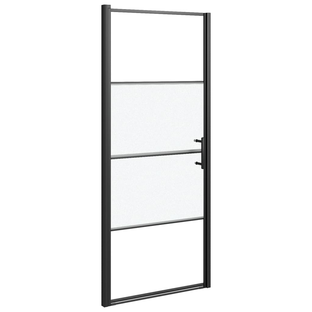Duschtür 91x195 cm Halbmatt Hartglas Schwarz