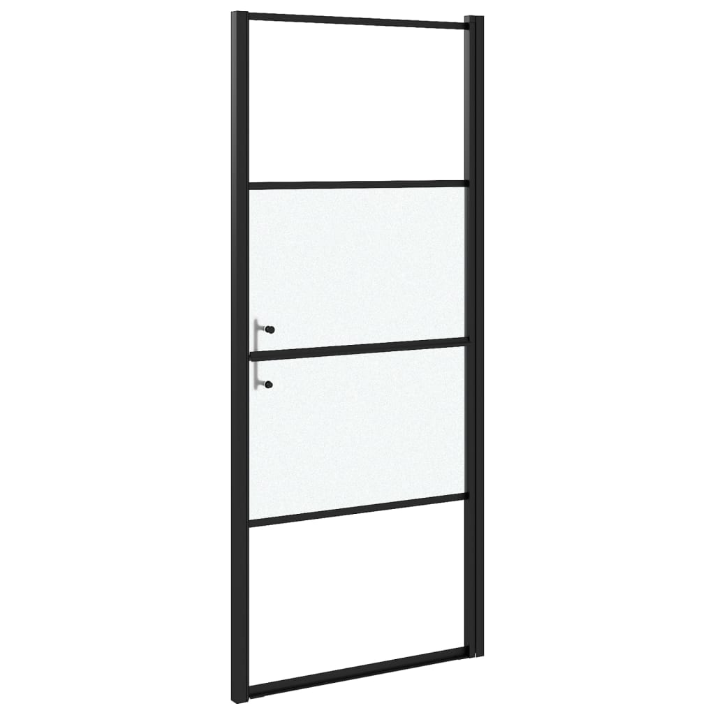 Duschtür 91x195 cm Halbmatt Hartglas Schwarz