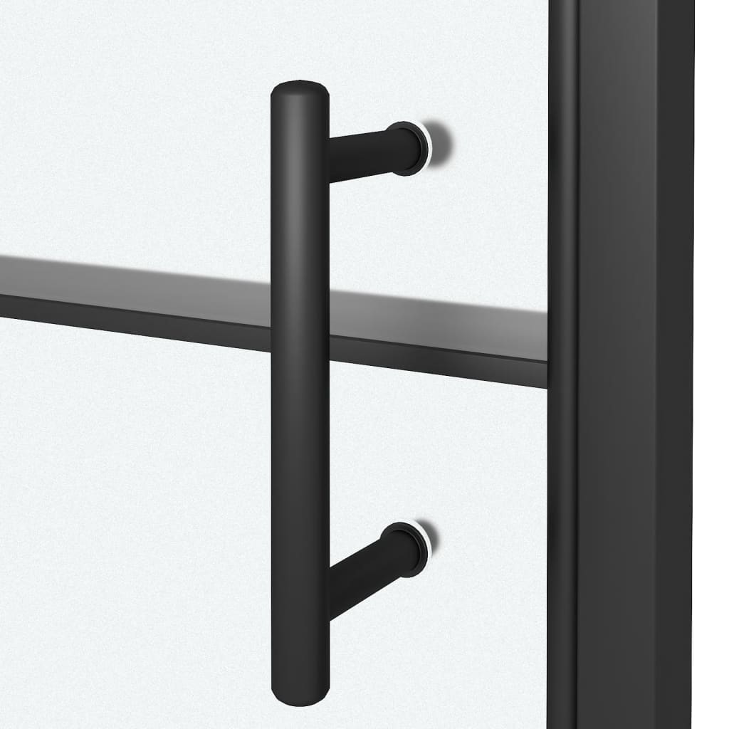 Duschtür 91x195 cm Halbmatt Hartglas Schwarz
