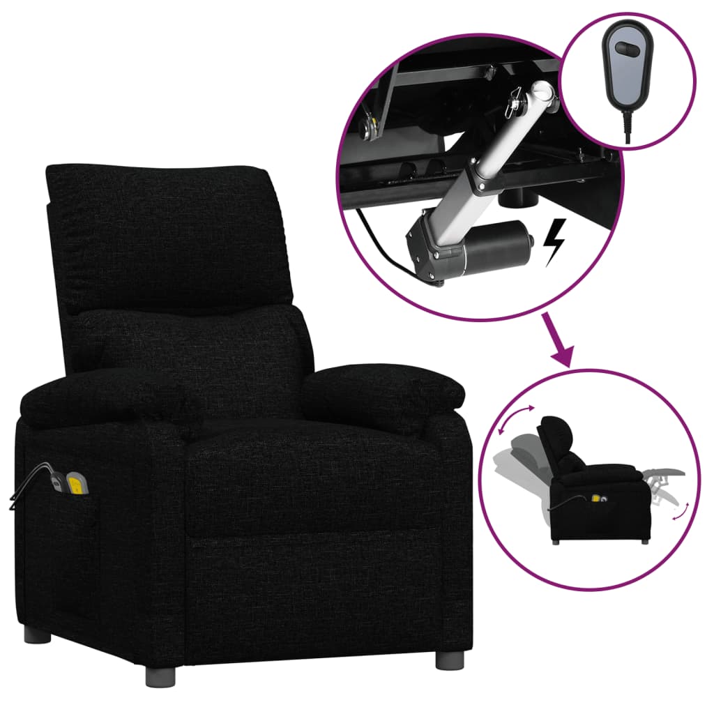 Massagesessel Elektrisch Schwarz Stoff