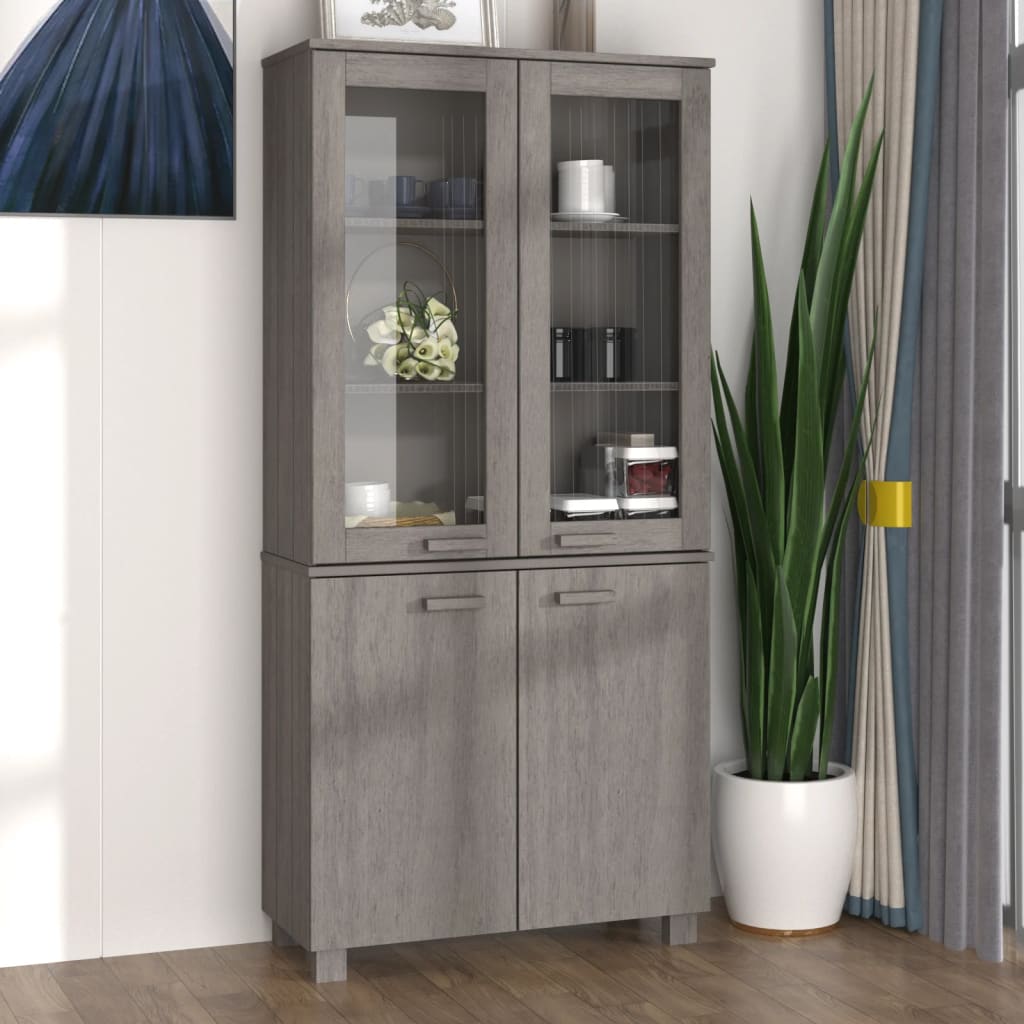 Highboard HAMAR Massivholz Kiefer Hellgrau