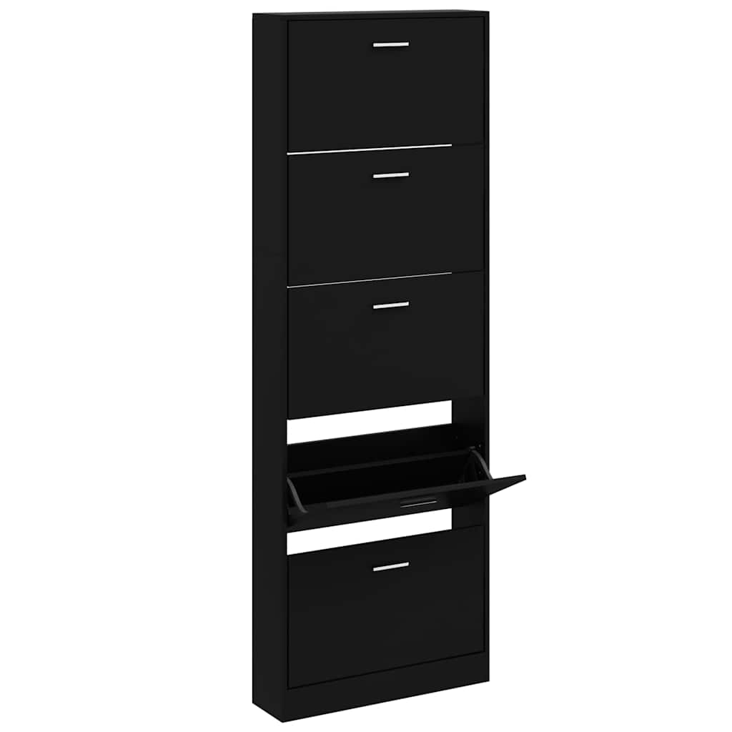 Schuhschrank Schwarz 59x17x169 cm Holzwerkstoff