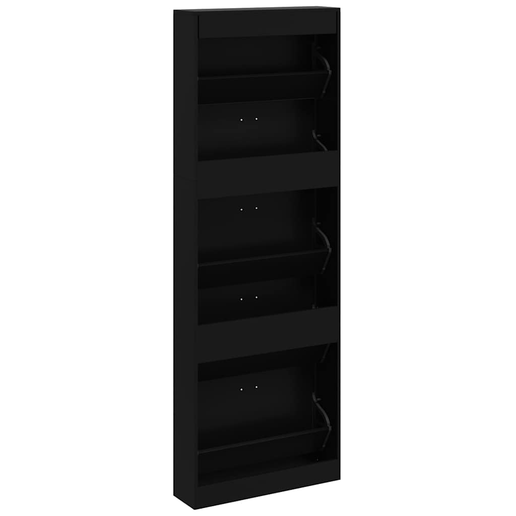 Schuhschrank Schwarz 59x17x169 cm Holzwerkstoff
