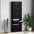 Schuhschrank Schwarz 59x17x169 cm Holzwerkstoff