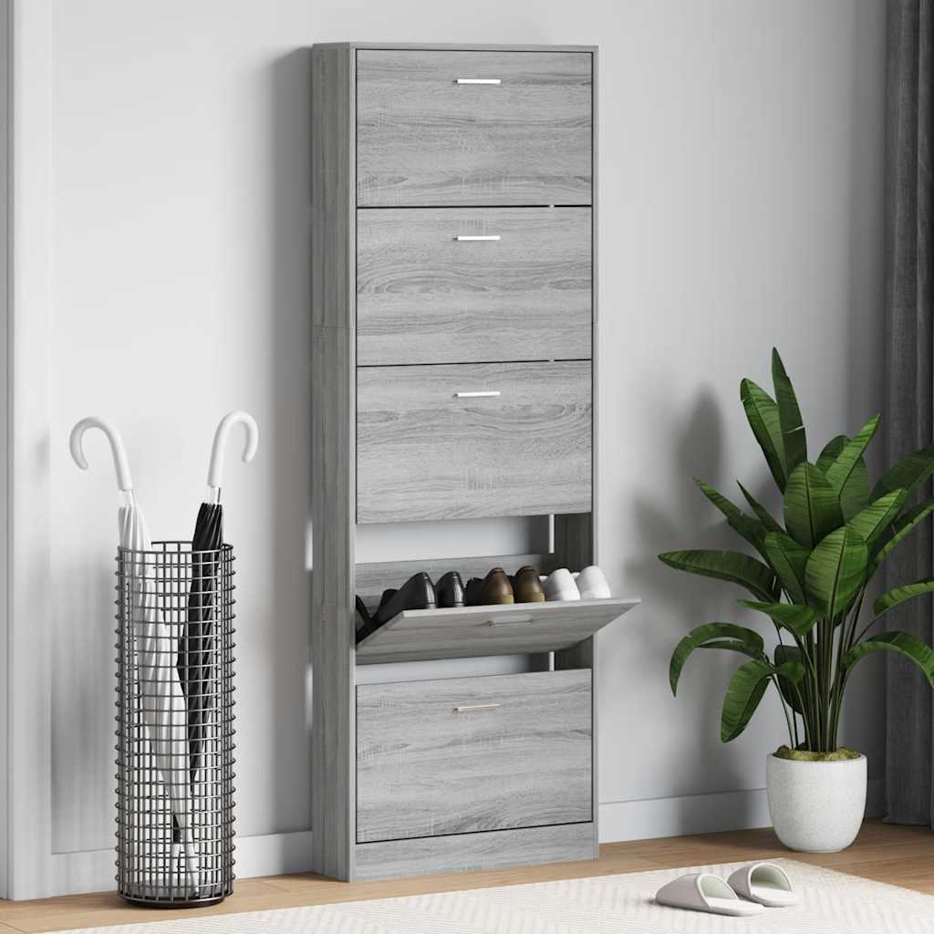Schuhschrank Grau Sonoma 59x17x169 cm Holzwerkstoff