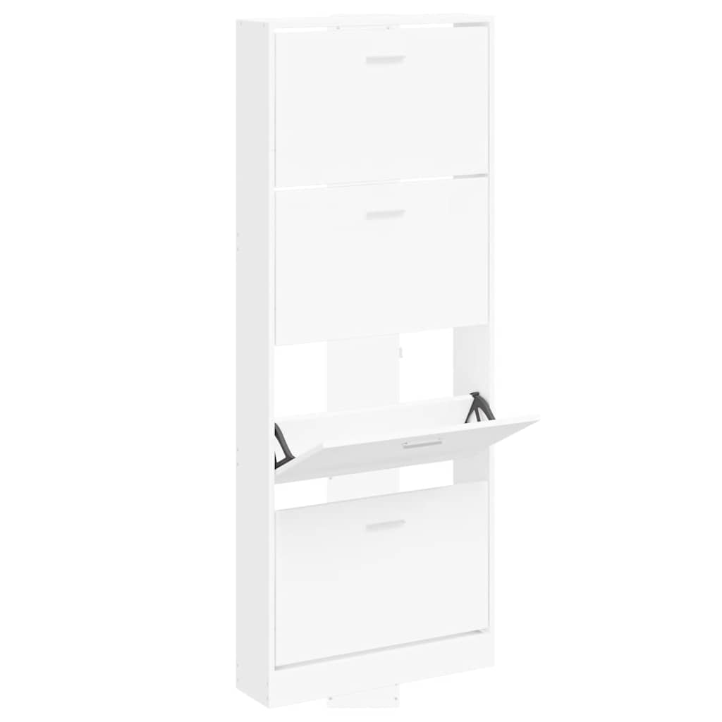 Schuhschrank Weiß 59x17x150 cm Holzwerkstoff