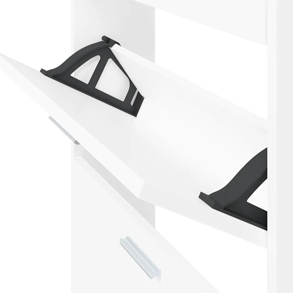 Schuhschrank Weiß 59x17x150 cm Holzwerkstoff