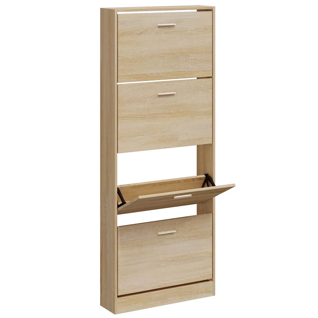 Schuhschrank Eichen-Optik 59x17x150 cm Holzwerkstoff