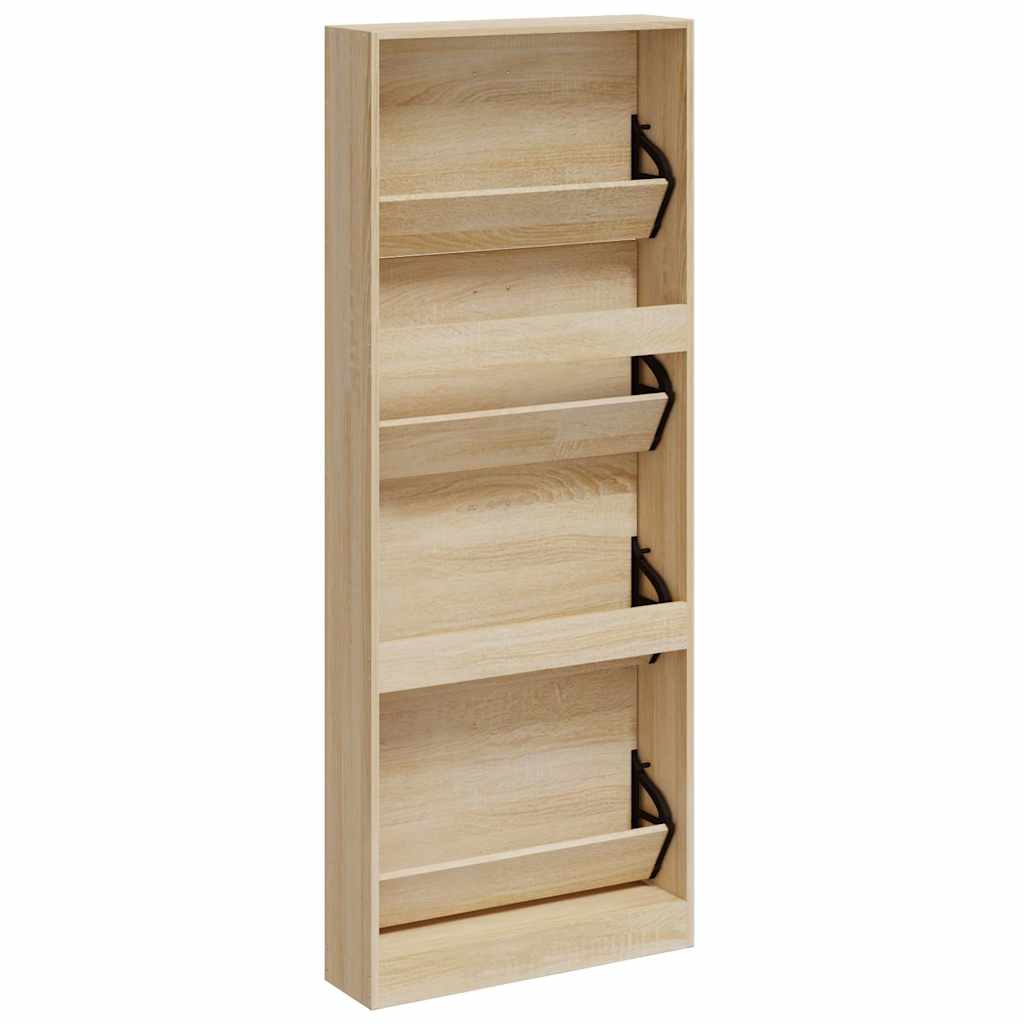 Schuhschrank Eichen-Optik 59x17x150 cm Holzwerkstoff