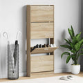 Schuhschrank Eichen-Optik 59x17x150 cm Holzwerkstoff