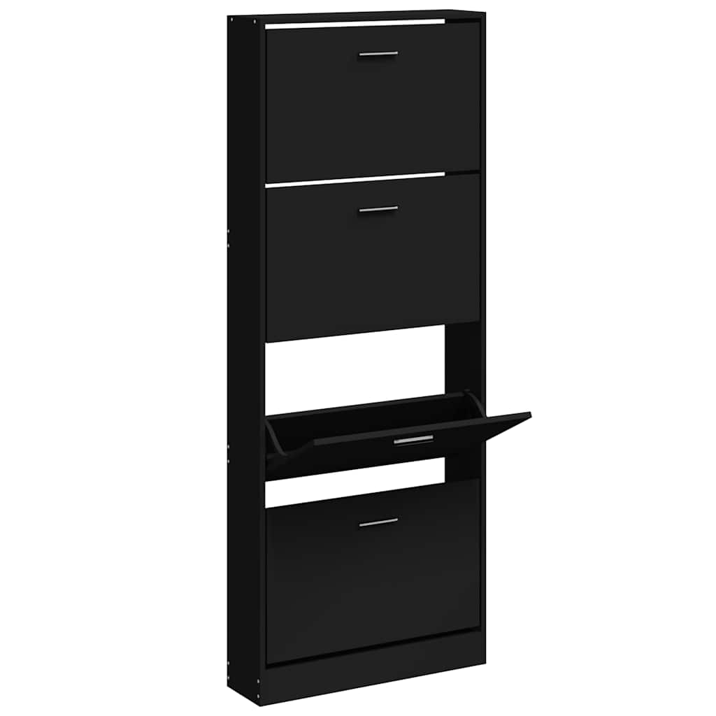 Schuhschrank Schwarz 59x17x150 cm Holzwerkstoff