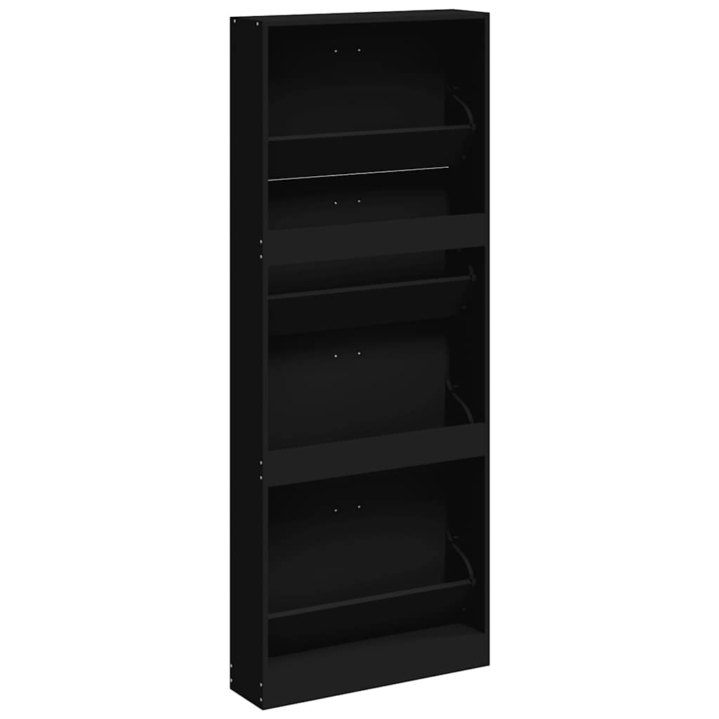 Schuhschrank Schwarz 59x17x150 cm Holzwerkstoff