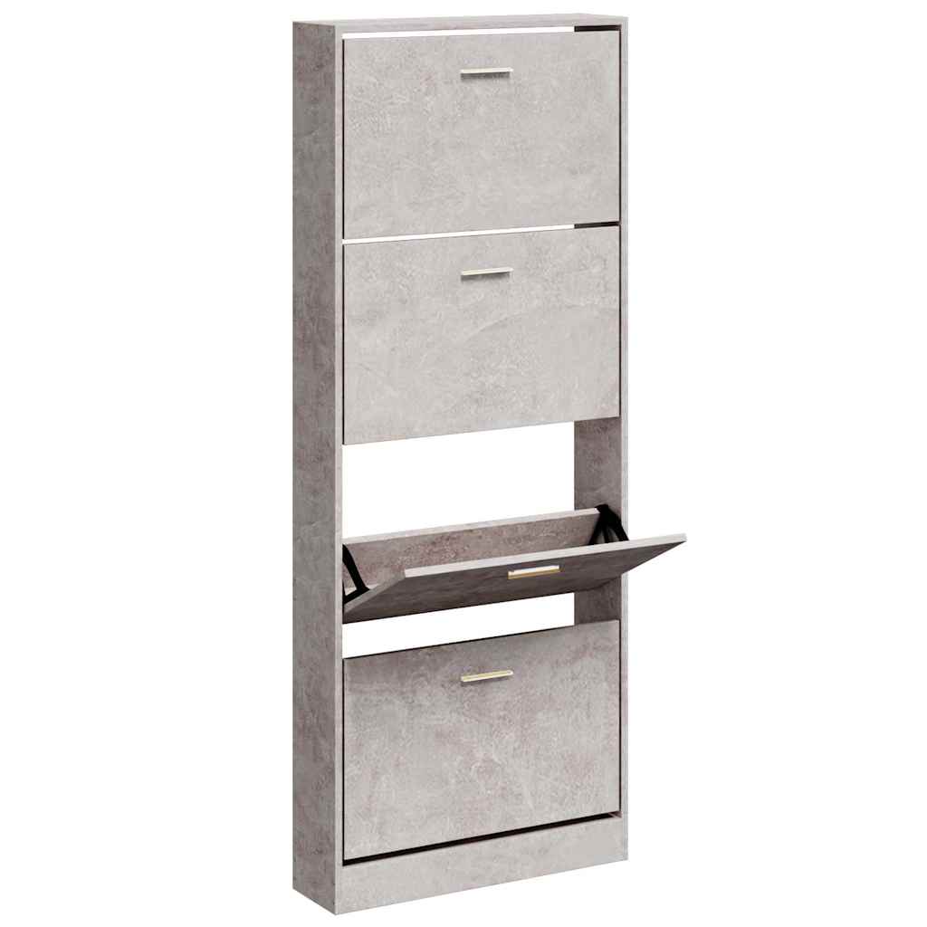 Schuhschrank Betongrau 59x17x150 cm Holzwerkstoff