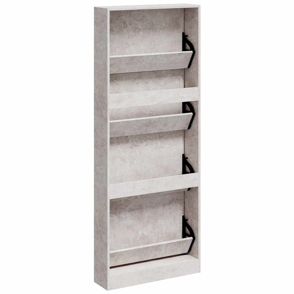 Schuhschrank Betongrau 59x17x150 cm Holzwerkstoff