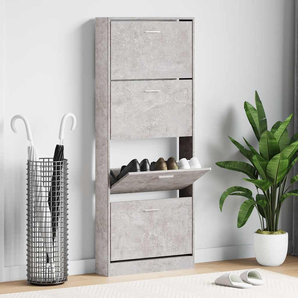 Schuhschrank Betongrau 59x17x150 cm Holzwerkstoff