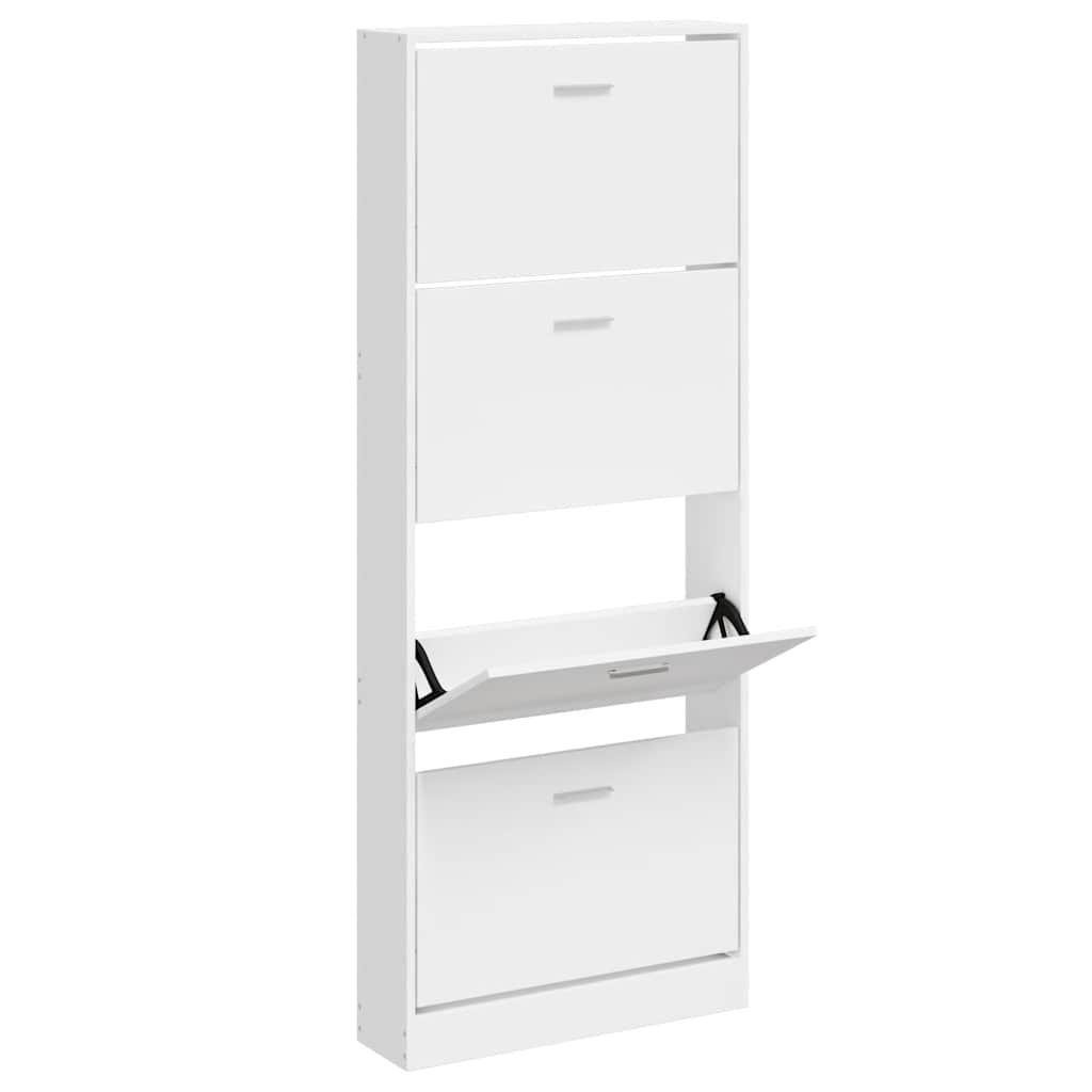 Schuhschrank Hochglanz-Weiß 59x17x150 cm Holzwerkstoff