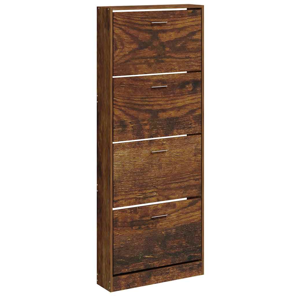 Schuhschrank Räuchereiche 59x17x150 cm Holzwerkstoff