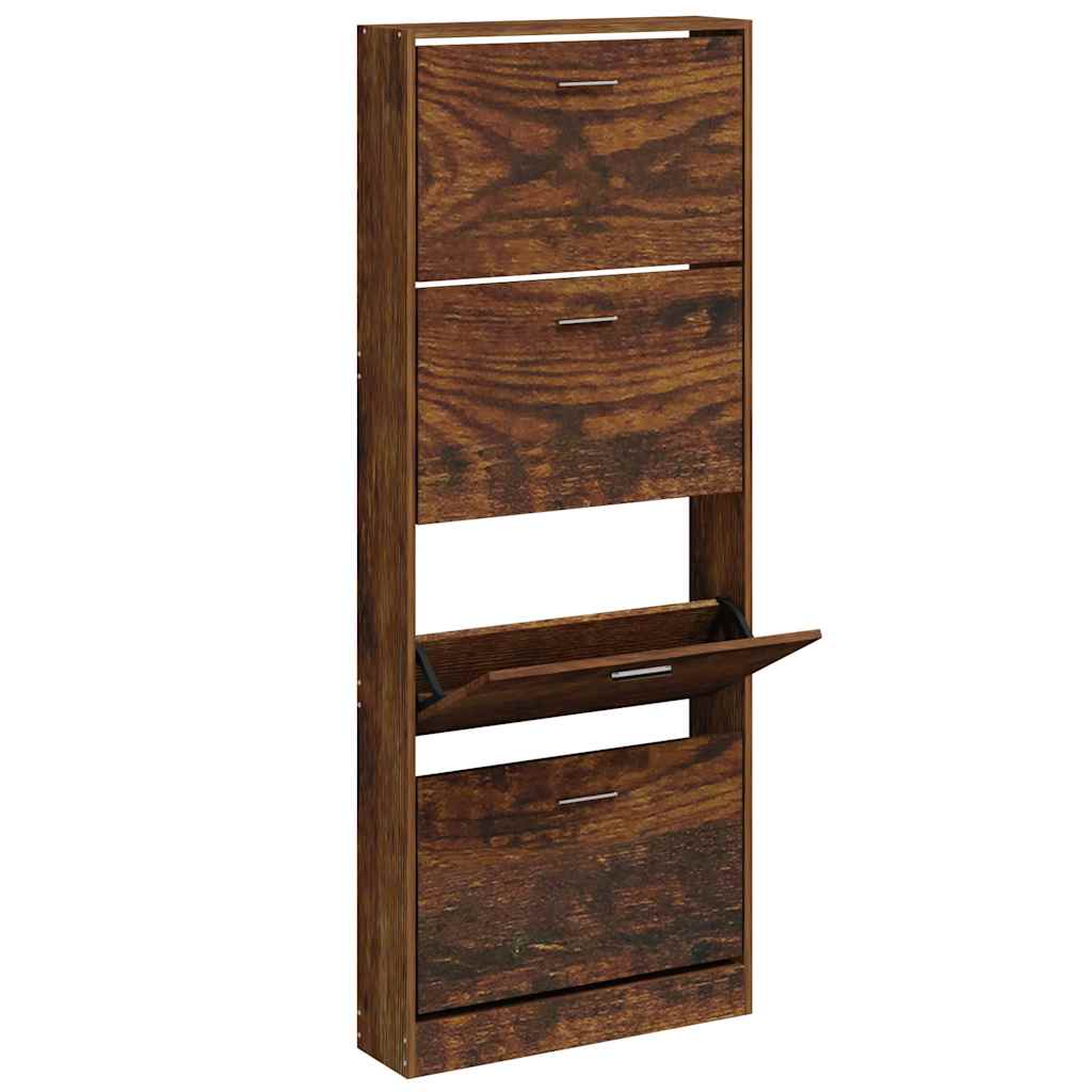 Schuhschrank Räuchereiche 59x17x150 cm Holzwerkstoff