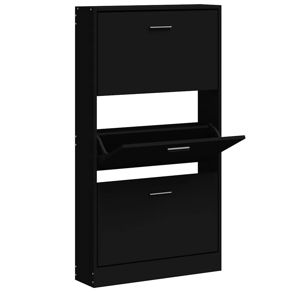 Schuhschrank Schwarz 59x17x108 cm Holzwerkstoff