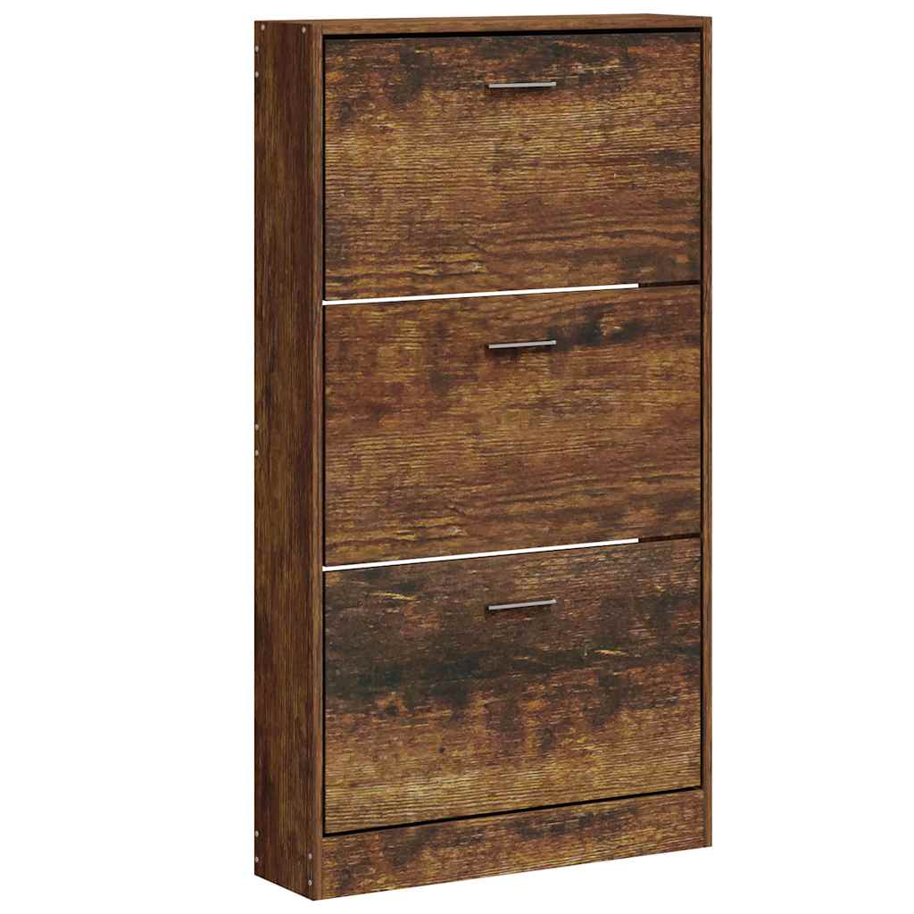 Schuhschrank Räuchereiche 59x17x108 cm Holzwerkstoff