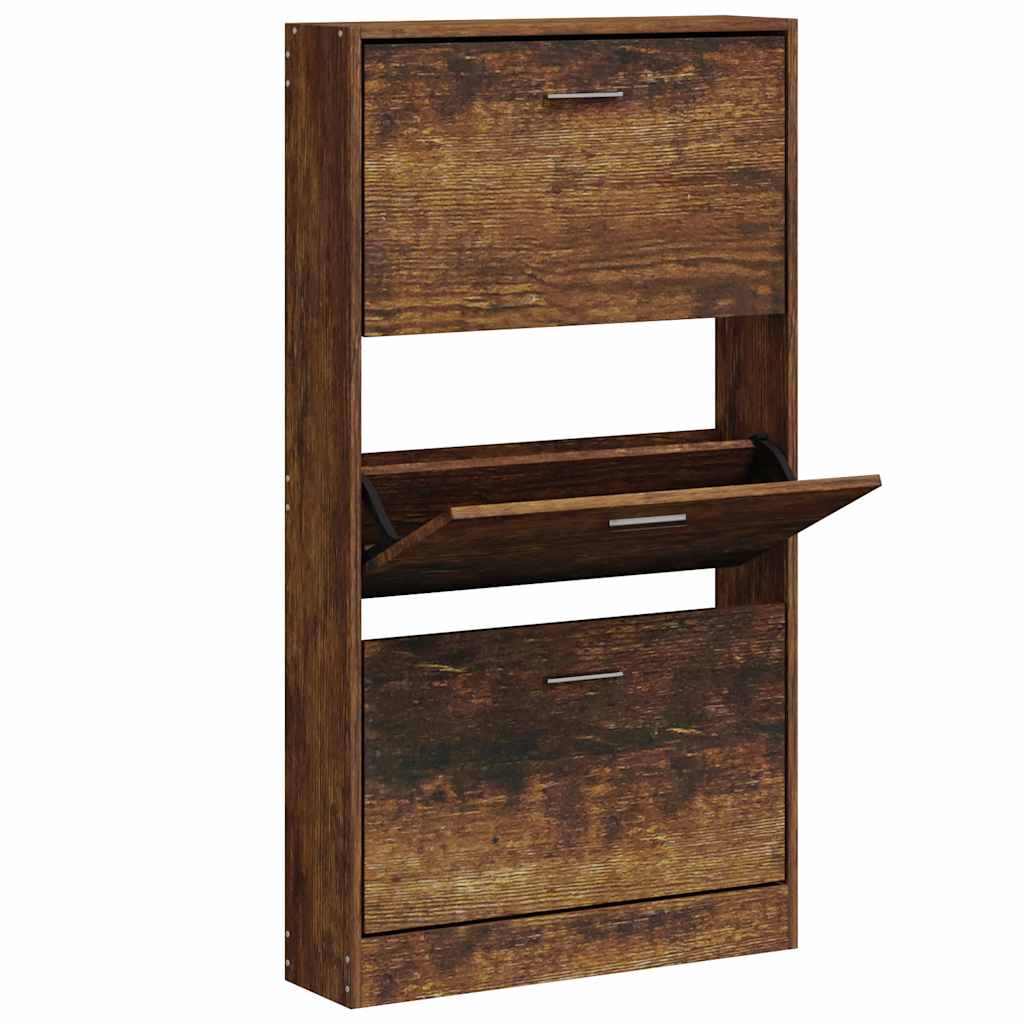 Schuhschrank Räuchereiche 59x17x108 cm Holzwerkstoff