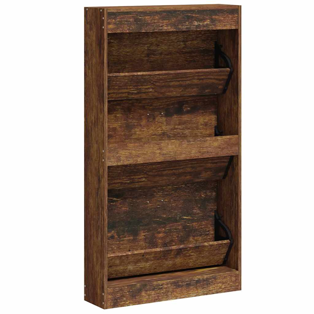 Schuhschrank Räuchereiche 59x17x108 cm Holzwerkstoff
