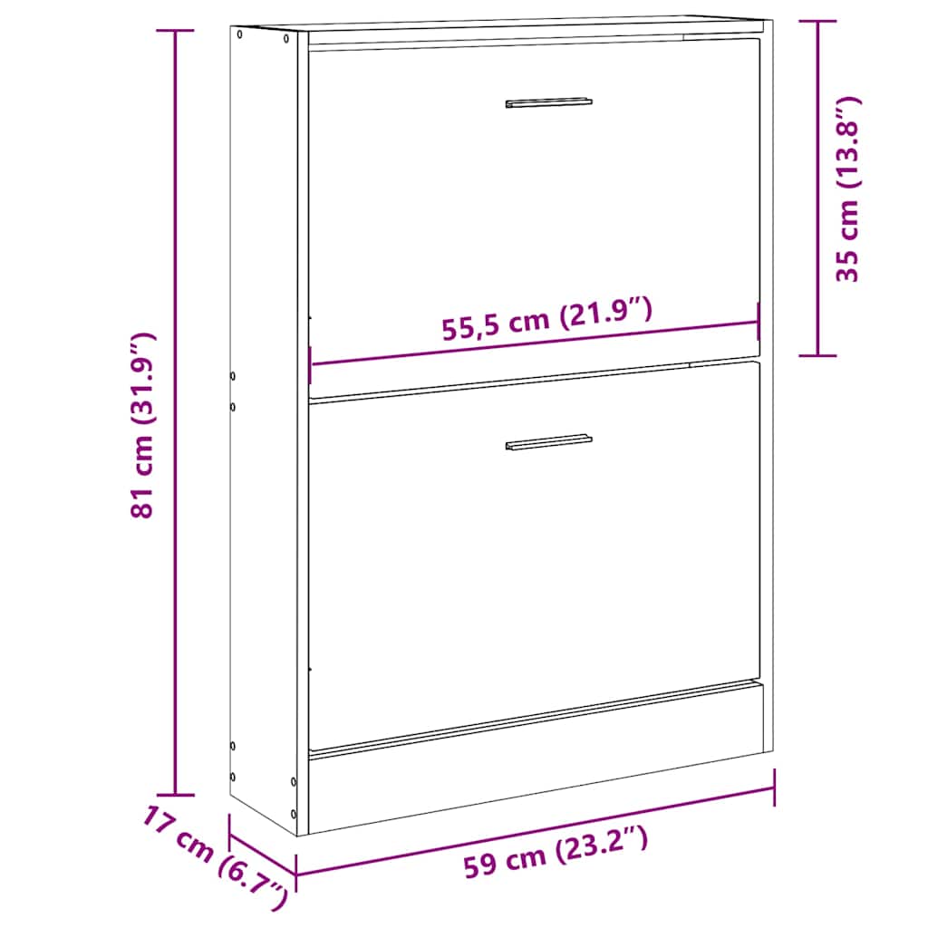 Schuhschrank Weiß 59 x 17 x 81 cm Holzwerkstoff