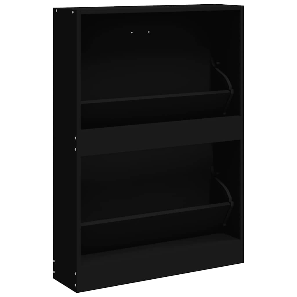 Schuhschrank Schwarz 59x17x81 cm Holzwerkstoff
