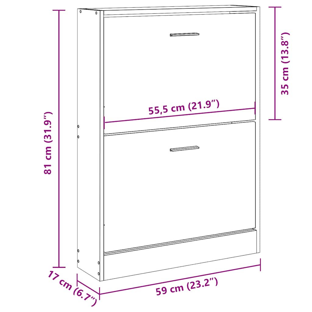 Schuhschrank Schwarz 59x17x81 cm Holzwerkstoff