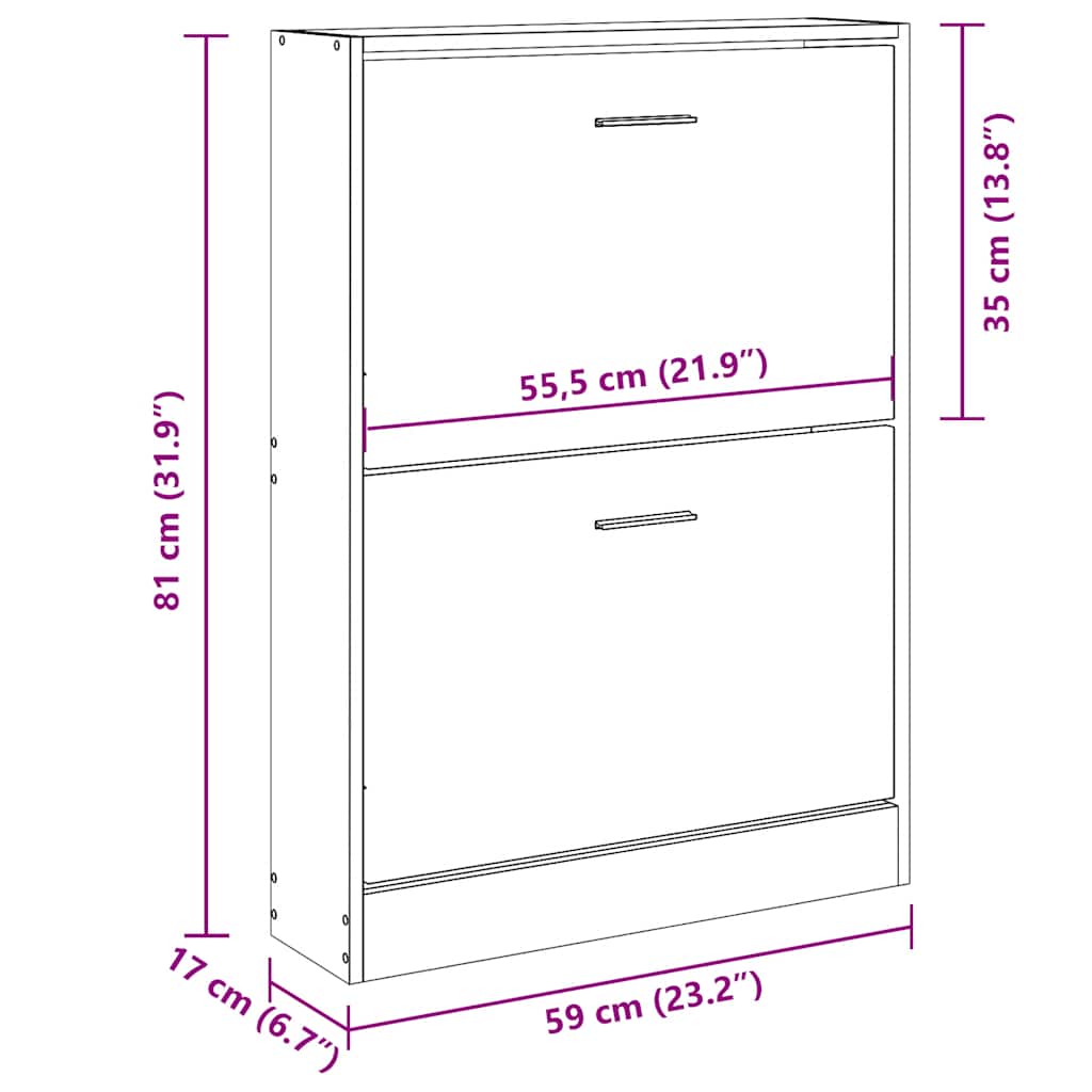Schuhschrank Betongrau 59x17x81 cm Holzwerkstoff