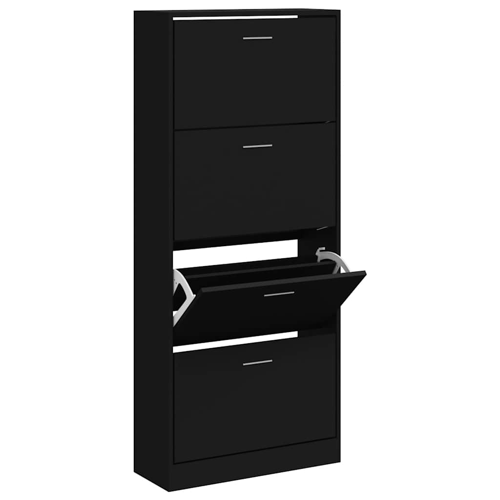 Schuhschrank Schwarz 63x24x147 cm Holzwerkstoff