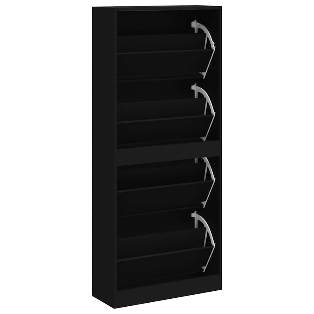 Schuhschrank Schwarz 63x24x147 cm Holzwerkstoff