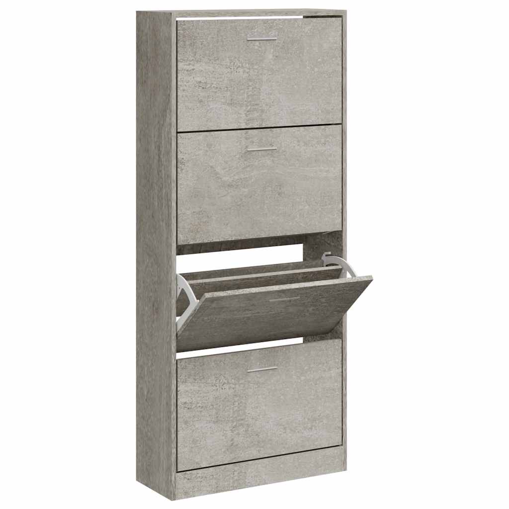 Schuhschrank Betongrau 63x24x147 cm Holzwerkstoff