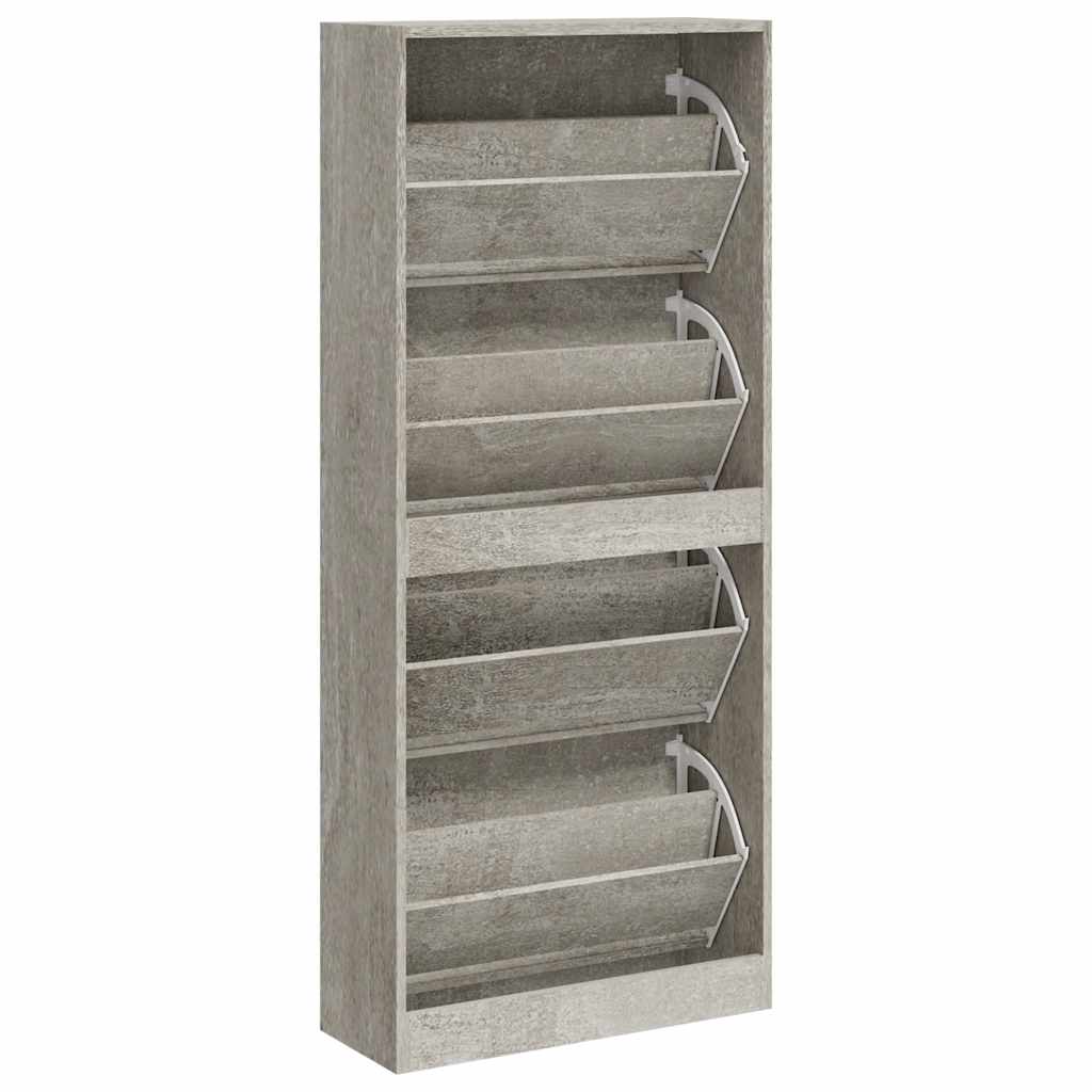 Schuhschrank Betongrau 63x24x147 cm Holzwerkstoff