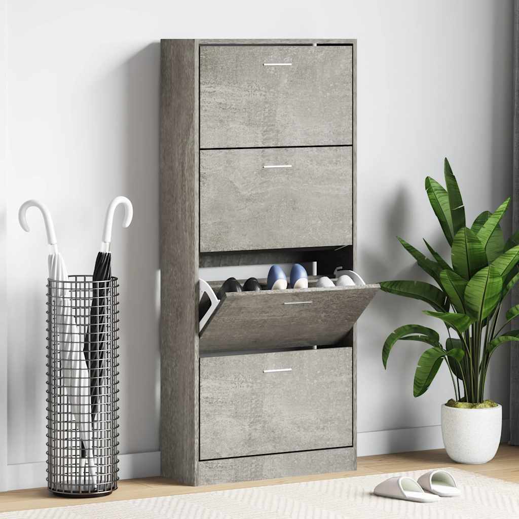 Schuhschrank Betongrau 63x24x147 cm Holzwerkstoff