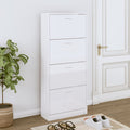 Schuhschrank Hochglanz-Weiß 63x24x147 cm Holzwerkstoff